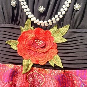 Long black and red woman dress